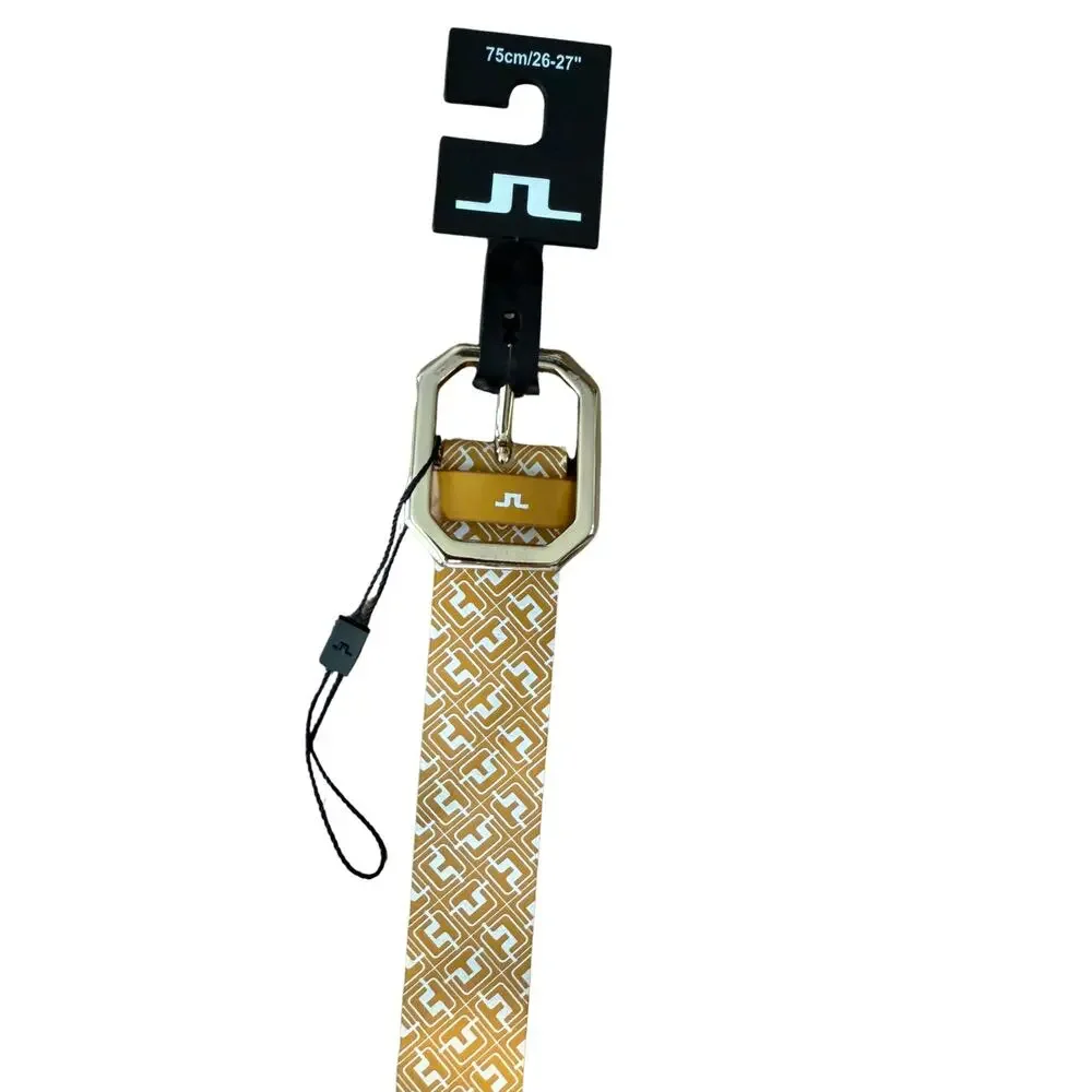J.Lindeberg Monogram Leather Belt Mustard Brown 75CM NWT $110